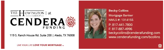 The Howington Group at Cendera Funding — Becky Collins, Mortgage Banker, NMLS #1314155, contact card